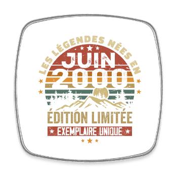 Born In June 2000 Vintage June 2000 Birthday - Square fridge magnet - white - Front