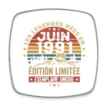 Nées En Juin 1991 Vintage Juin 1991 Anniversaire - Magnet carré - blanc - Devant