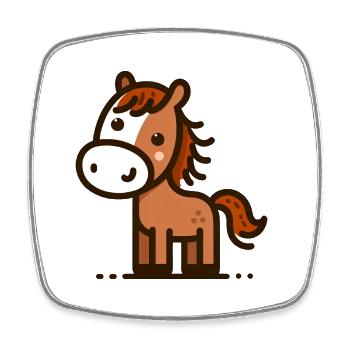 Friendly Stick Figure Horse - Square fridge magnet - white - Front