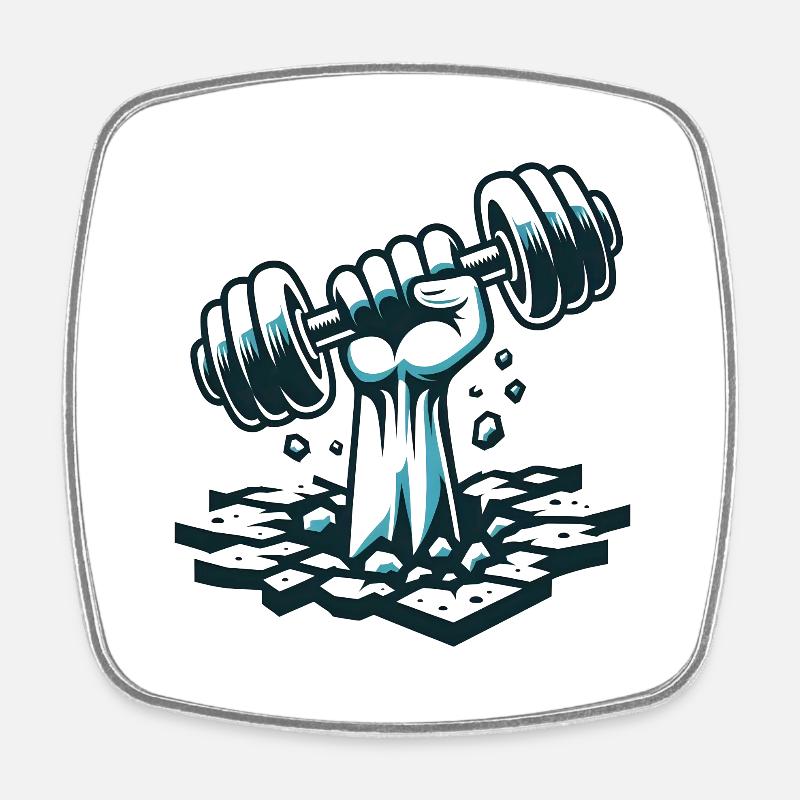 Power Lift - Square fridge magnet - white