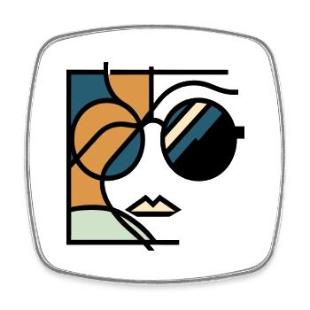 Retro Chic 70er Sonnenbrille - Viereckiger Kühlschrankmagnet - Weiß - Vorne