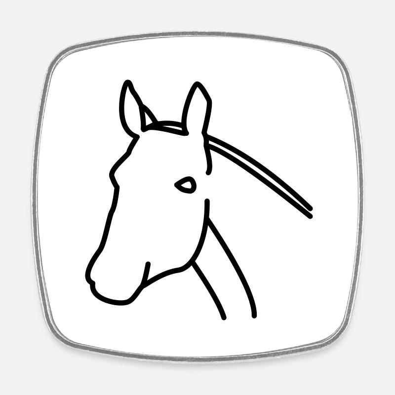 Cheval - Magnet carré - blanc