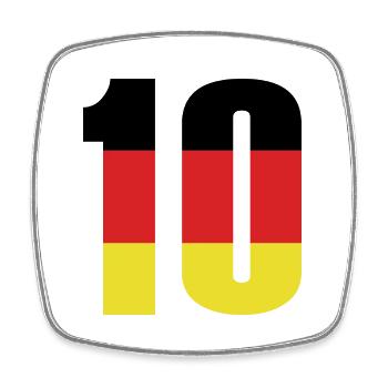 10 Zahl Deutschland Trikot - Viereckiger Kühlschrankmagnet - Weiß - Vorne
