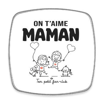 t aime maman cadeau maman 3 garçons fête des mères - Magnet carré - blanc - Devant