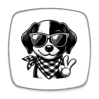 Chien teckel mignon - Magnet carré - blanc - Devant