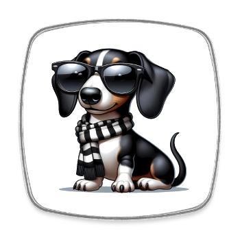 Süßer Hund mit Sonnenbrille - Viereckiger Kühlschrankmagnet - Weiß - Vorne