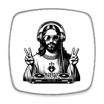 DJ Jésus - Magnet carré - blanc - Devant