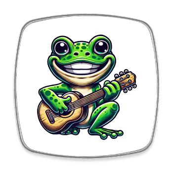 Grenouille mignonne avec guitare - Magnet carré - blanc - Devant