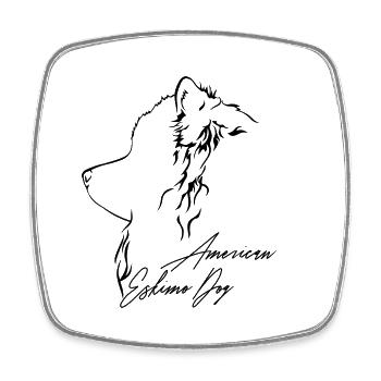 American Eskimo Dog Profile Dogs Wilsigns - Square fridge magnet - white - Front