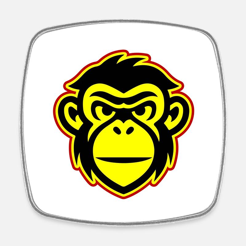 Tête de Singe - Magnet carré - blanc