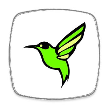 Silhouette d'oiseau colibri - Magnet carré - blanc - Devant