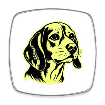 Beagle Hund Kopf - Viereckiger Kühlschrankmagnet - Weiß - Vorne