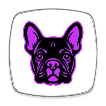 French Bulldog Dog Head - Square fridge magnet - white - Front