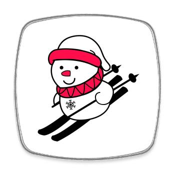 ski fahrer schneemann 02 - Viereckiger Kühlschrankmagnet - Weiß - Vorne