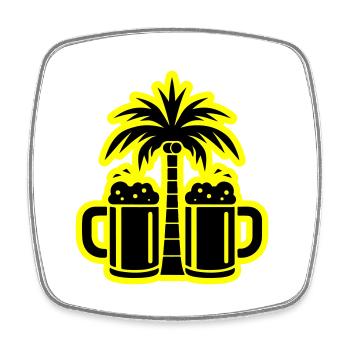 Beer Palm Trees Beach - Square fridge magnet - white - Front