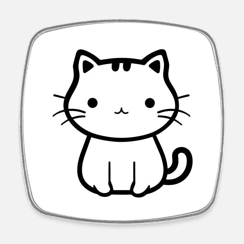 chat - Magnet carré - blanc