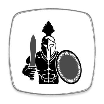 spartaner 02 - Viereckiger Kühlschrankmagnet - Weiß - Vorne