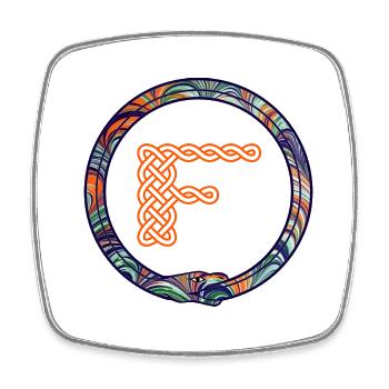 Nœud F avec serpent celtique - Magnet carré - blanc - Devant
