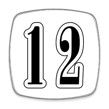 12 Zahl symbol - Viereckiger Kühlschrankmagnet - Weiß - Vorne