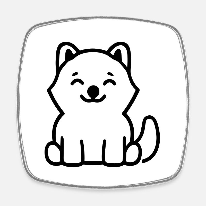 Chien - Magnet carré - blanc