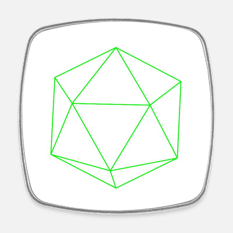 icosaèdre vert - Magnet carré - blanc