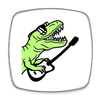 DJ Dino T-Rex Dinosaurier Gitarre Spielen Party - Viereckiger Kühlschrankmagnet - Weiß - Vorne