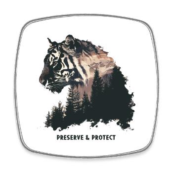 Preserve & Protect Tiger Wildkatze Jungle Raubtier - Viereckiger Kühlschrankmagnet - Weiß - Vorne