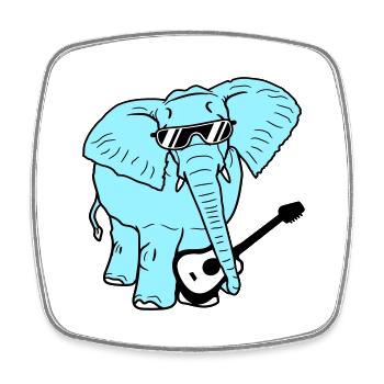 éléphant jouant guitare musique groupe de fête guitariste - Magnet carré - blanc - Devant