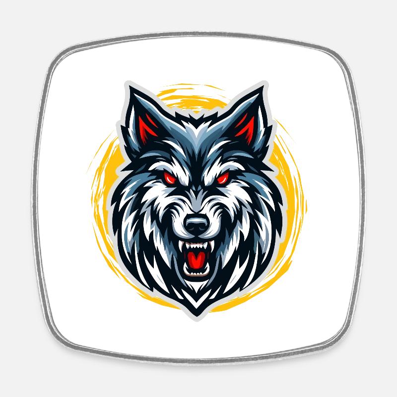 Wolfie - Magnet carré - blanc