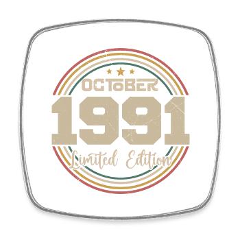 Born in October 1991 Retro Birthday October 1991 - Square fridge magnet - white - Front