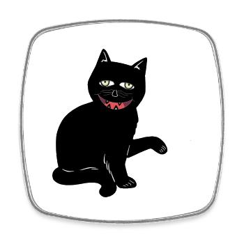 Halloween Chat Noir Chat Horreur effrayante - Magnet carré - blanc - Devant
