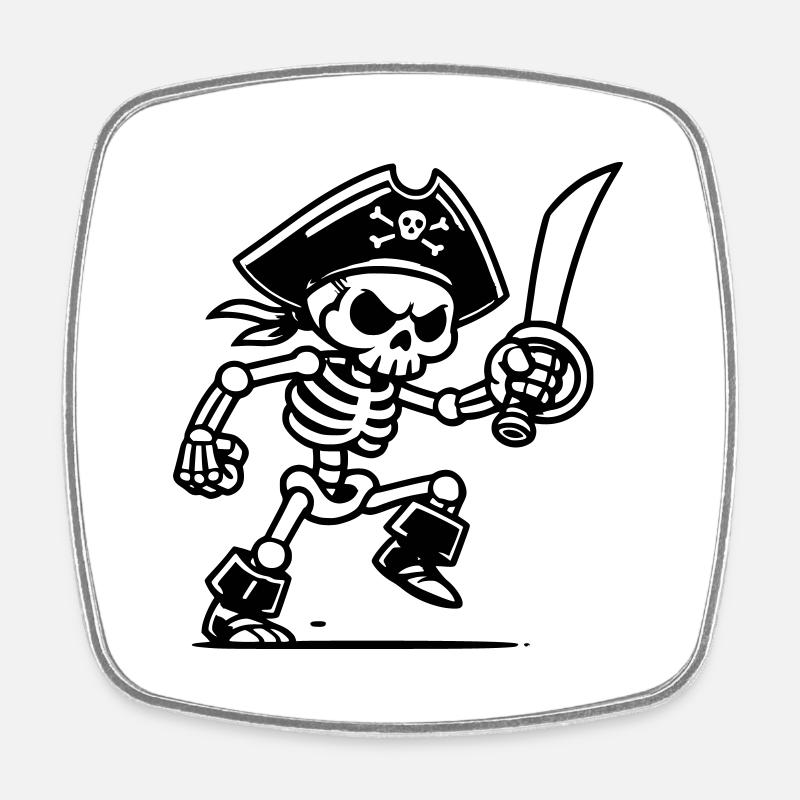 Pirate Skeleton with Saber - Square fridge magnet - white