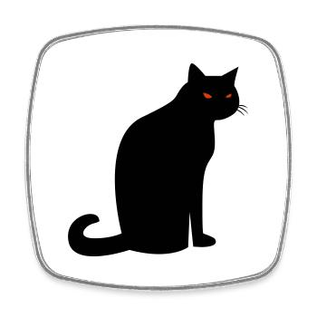 Chat noir effrayant Halloween - Magnet carré - blanc - Devant