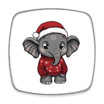 Elephant Christmas Comic - Square fridge magnet - white - Front