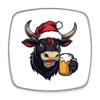 Kuh Weihnachten Bier - Viereckiger Kühlschrankmagnet - Weiß - Vorne