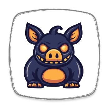 Cochon Halloween Drôle Sanglier - Magnet carré - blanc - Devant