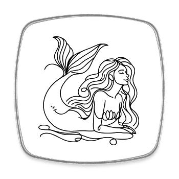 Drawing Mermaid Lineart - Square fridge magnet - white - Front