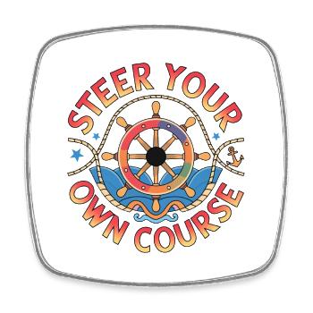Boat Captian Shirt Steer Your Own Course - Viereckiger Kühlschrankmagnet - Weiß - Vorne
