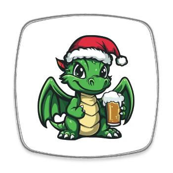 Drache Bier Xmas Weihnachten - Viereckiger Kühlschrankmagnet - Weiß - Vorne