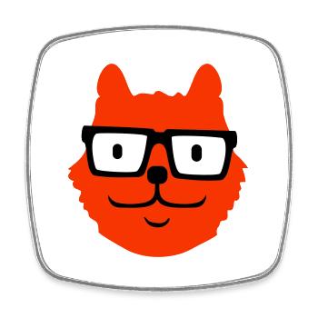 Smart Nerd Cat Horn-Rimmed Glasses Geek Kitten Glasses - Square fridge magnet - white - Front