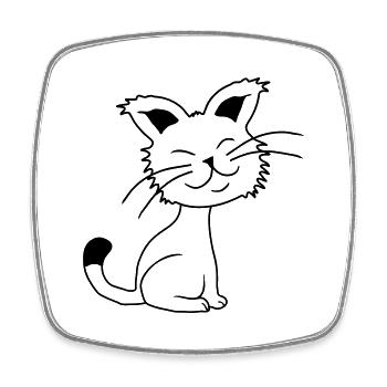 Pretty Cat Looking Happy Cheerful Smiling - Square fridge magnet - white - Front