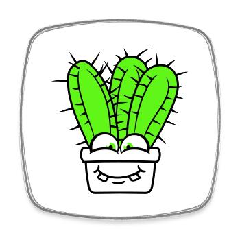 Cactus Cacti Face Prickly Funny Happy - Square fridge magnet - white - Front