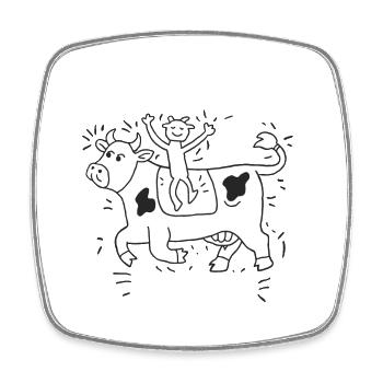 Kuh-Party mit Herefords - Viereckiger Kühlschrankmagnet - Weiß - Vorne