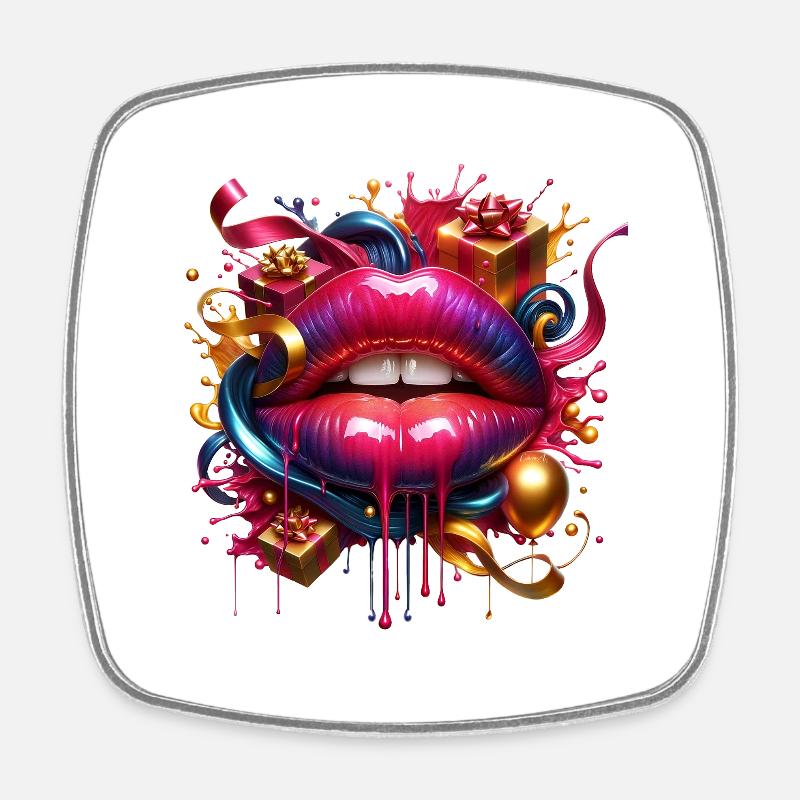 bouche cadeaux - Magnet carré - blanc