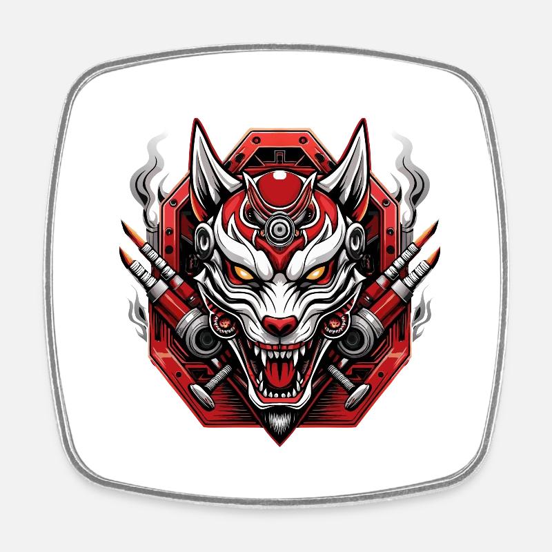 ONI | Fox 01 - Square fridge magnet - white