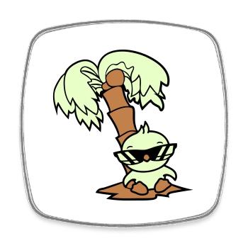Duck Small Cute Bird Sunglasses Funny Palm Tree - Square fridge magnet - white - Front