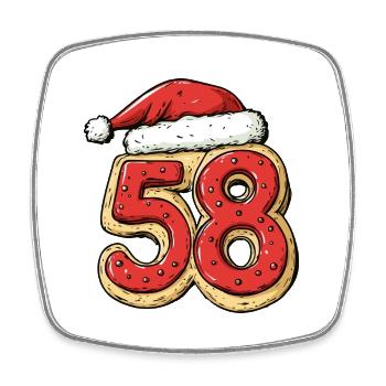 58 Number Christmas Cookie - Square fridge magnet - white - Front