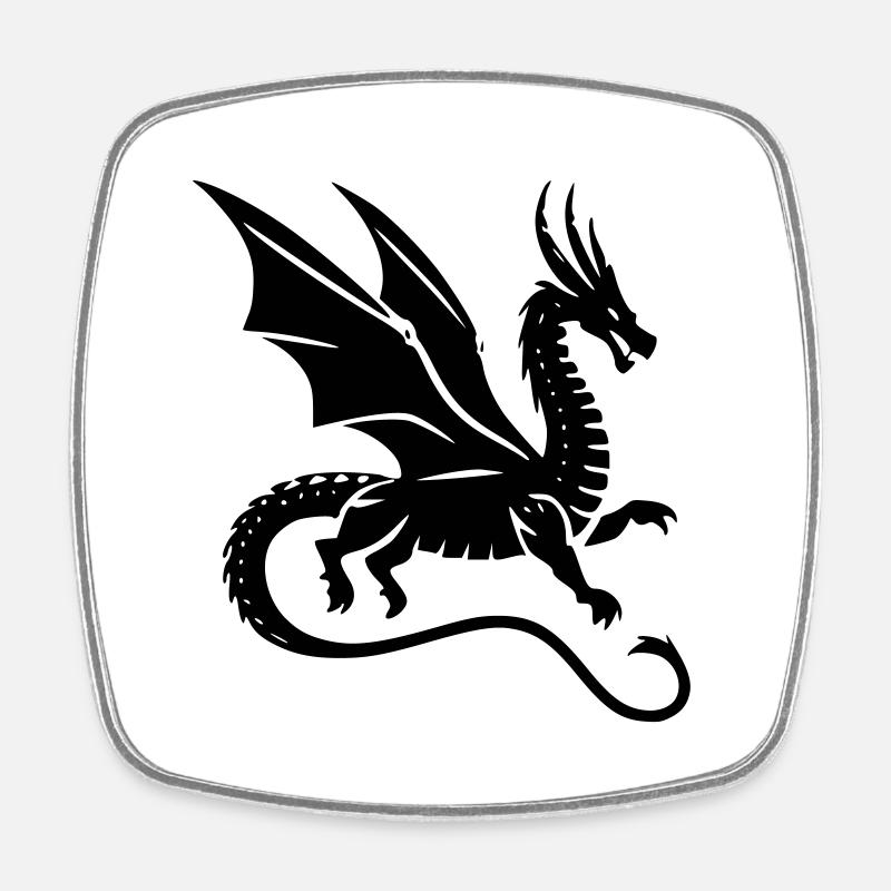 Drache - Viereckiger Kühlschrankmagnet - Weiß