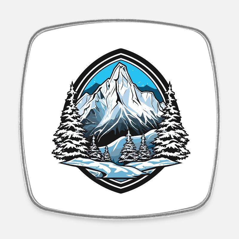 Mountains Mountains - Square fridge magnet - white