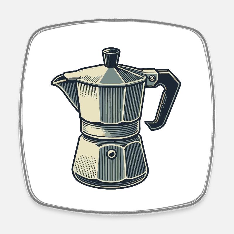 Espresso pot - Square fridge magnet - white